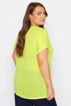 YOURS Curve Yellow Burnout Grown On Sleeve T-Shirt -Plus Size Apparel Shop 003722ce b24d 42 301023 C