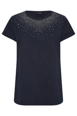 YOURS Curve Navy Blue Sequin T-Shirt -Plus Size Apparel Shop 007d54f9 e07c 40 301846 X