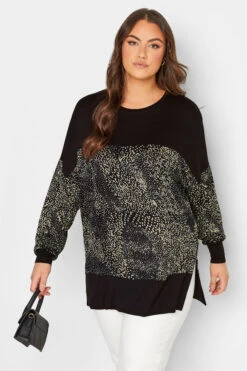 YOURS Curve Black Mixed Animal Print Long Sleeve Top -Plus Size Apparel Shop 00e1c5f7 32a9 4c 301528 A
