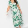YOURS Curve White Leaf Print Maxi Wrap Dress -Plus Size Apparel Shop 0327e2b1 d6ac 43 302163 B