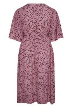 YOURS LONDON Curve Pink Dalmatian Print Midi Wrap Dress -Plus Size Apparel Shop 032e3ec4 3c0d 48 161230 BK