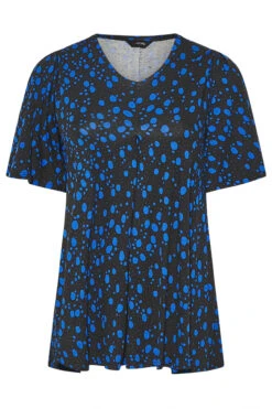 YOURS Curve Blue Spotty Print Sleeve Swing Top -Plus Size Apparel Shop 0378aeb0 162a 42 320322 X