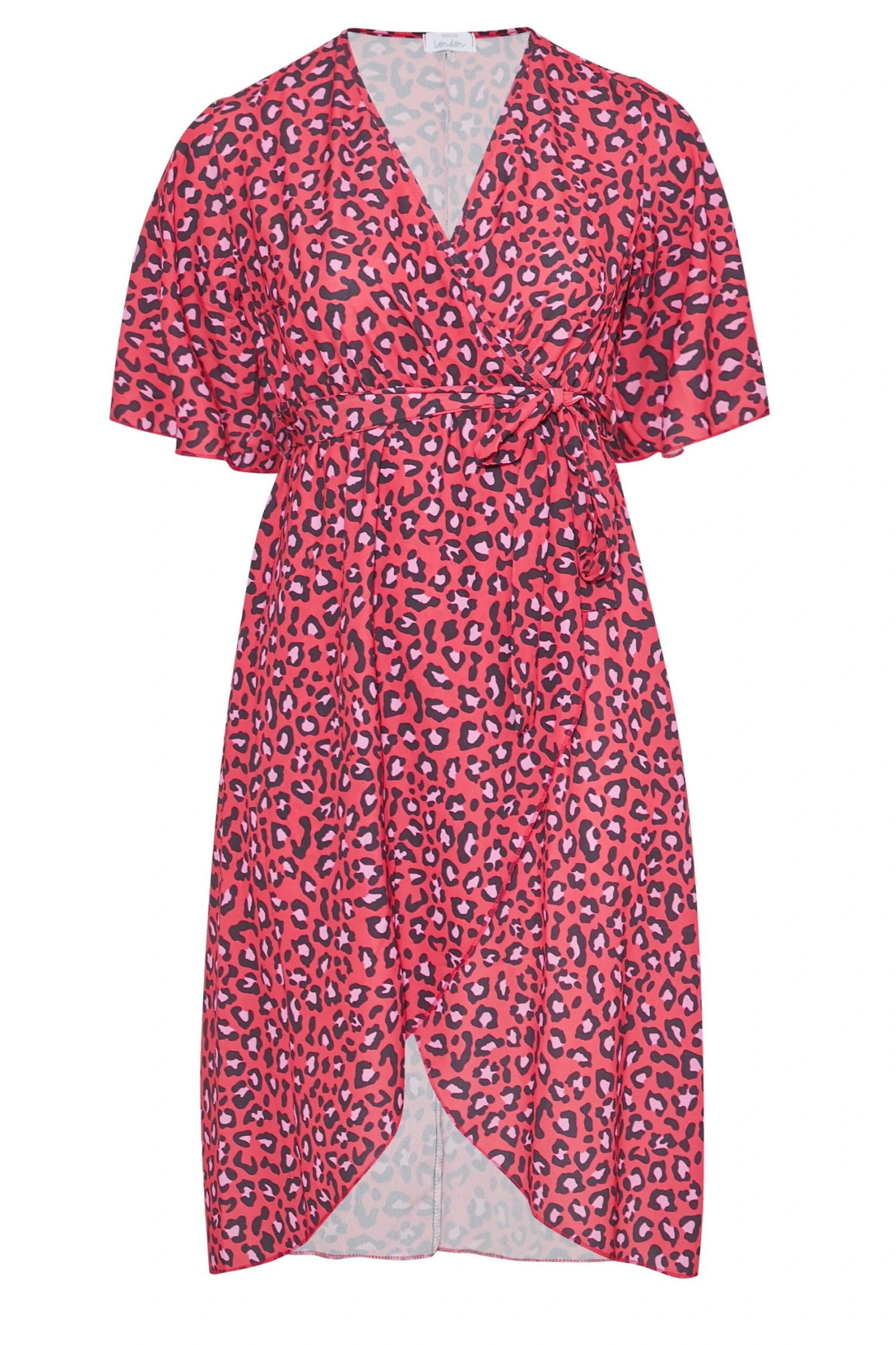 YOURS LONDON Curve Red Leopard Print Midi Wrap Dress 7 YOURS LONDON Curve Red Leopard Print Midi Wrap Dress - Image 5