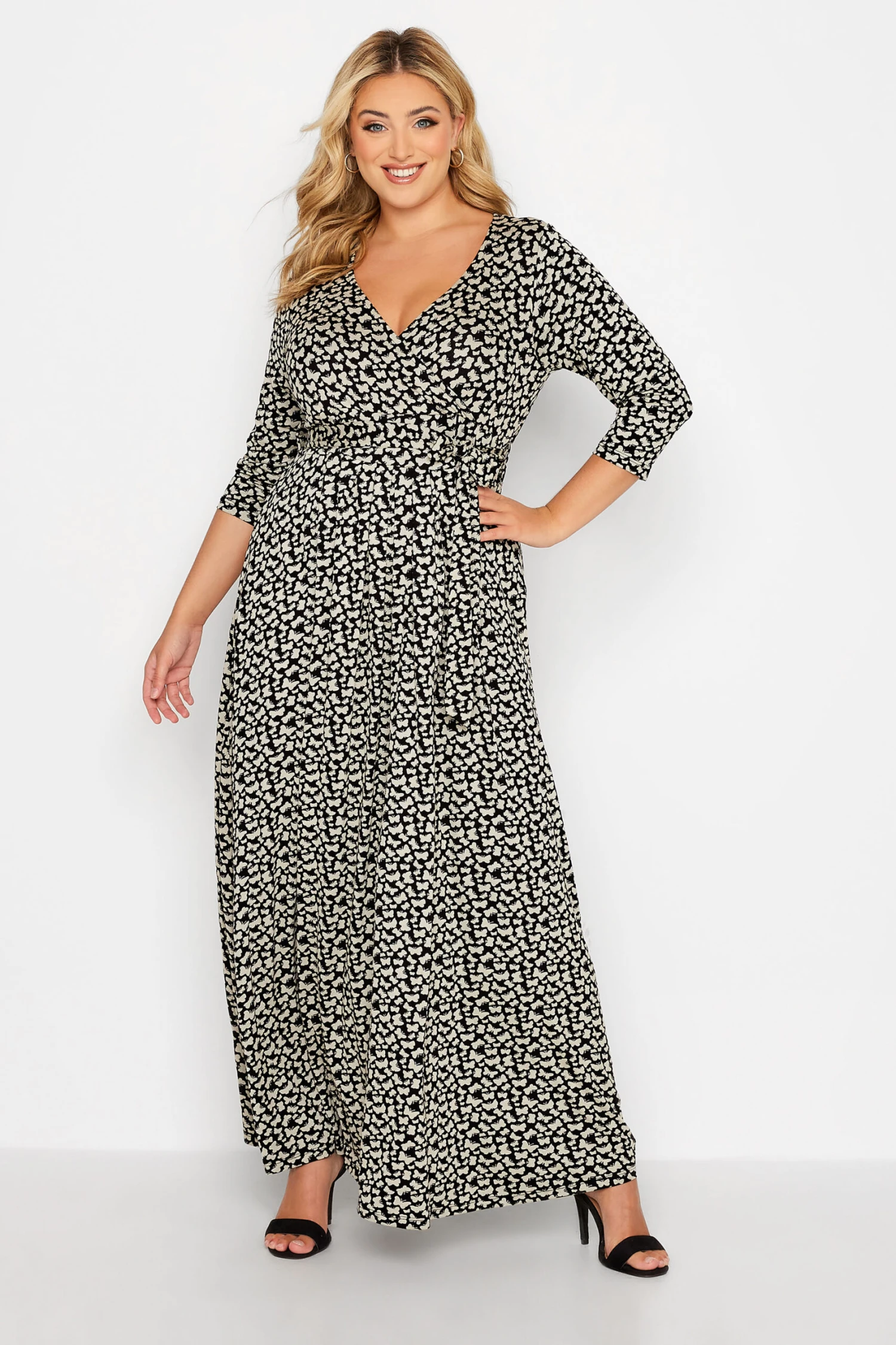 YOURS Curve Black Butterfly Print V-Neck Maxi Dress 3 YOURS Curve Black Butterfly Print V-Neck Maxi Dress