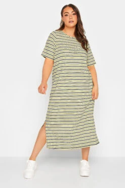 YOURS Curve Yellow Stripe Print Maxi T-Shirt Dress -Plus Size Apparel Shop 049244fa 2582 4a 137565 A