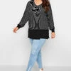 YOURS Curve Black Stripe Polo Scoop Neck Top