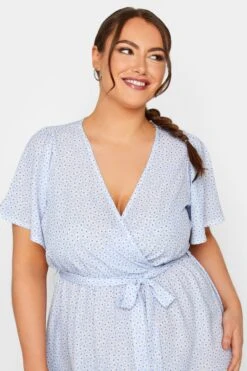LIMITED COLLECTION Curve Blue Ditsy Floral Print Wrap Dress -Plus Size Apparel Shop 05fbf488 1ecc 4b 215606 D