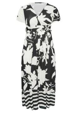 YOURS Curve Black Floral Midaxi Wrap Dress -Plus Size Apparel Shop 07428cdd 1454 45 301985 X