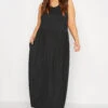 LIMITED COLLECTION Curve Black Sleeveless Pocket Maxi Dress -Plus Size Apparel Shop 082ebff0 2867 44 214726 A