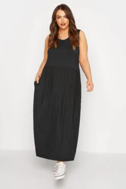 LIMITED COLLECTION Curve Black Sleeveless Pocket Maxi Dress