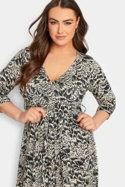 YOURS Curve Black & Beige Brown Abstract Floral V-Neck Maxi Dress 10 YOURS Curve Black & Beige Brown Abstract Floral V-Neck Maxi Dress -Plus Size Apparel Shop 08b8a9c6 ca97 4d 301893 D