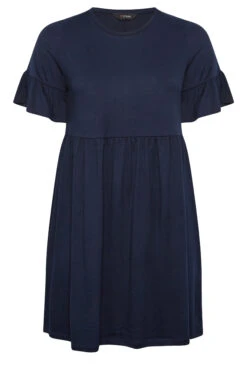 YOURS Curve Navy Blue Frill Sleeve Smock Dress 12 YOURS Curve Navy Blue Frill Sleeve Smock Dress -Plus Size Apparel Shop 0907b7a0 036f 49 301856 X