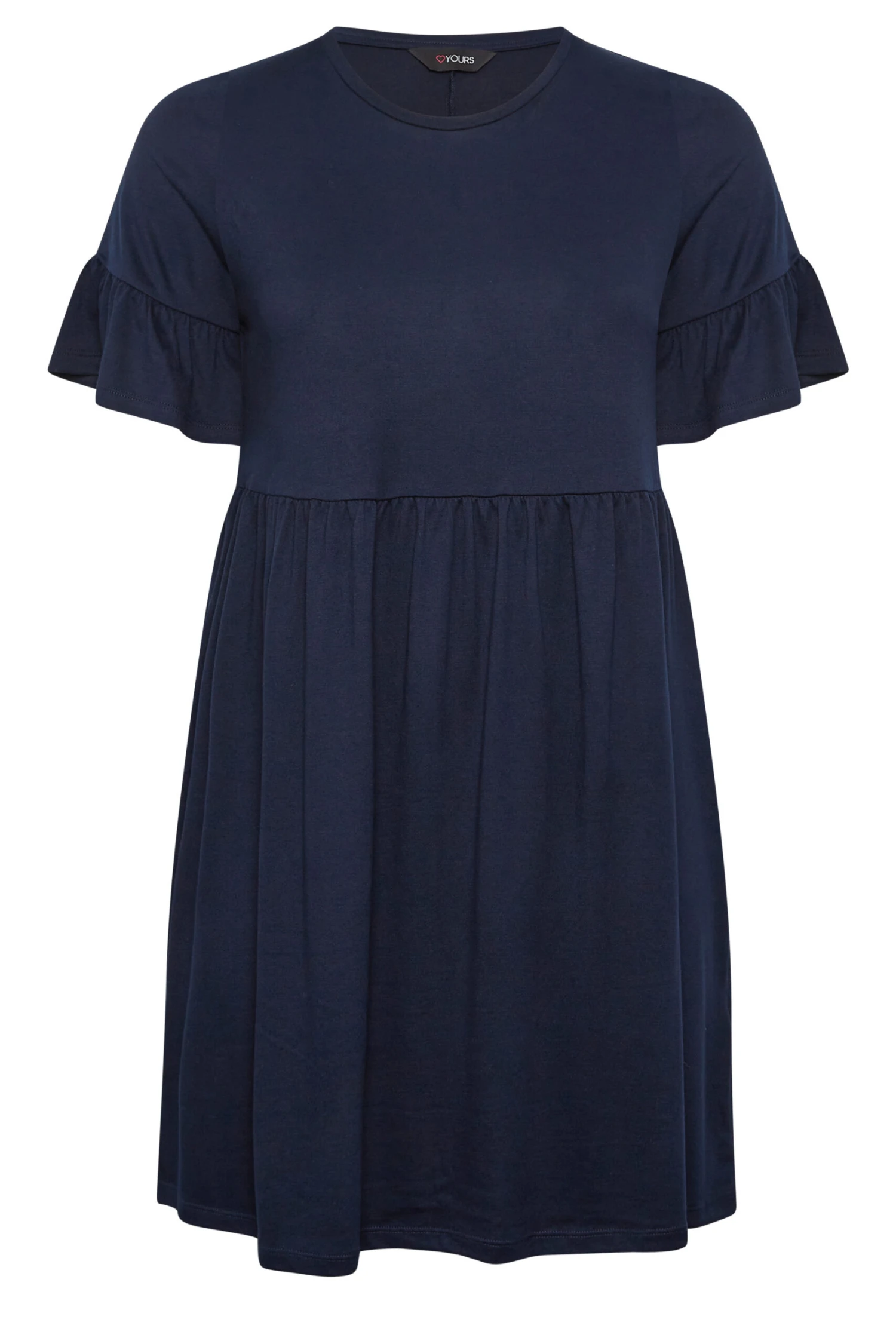 YOURS Curve Navy Blue Frill Sleeve Smock Dress 7 YOURS Curve Navy Blue Frill Sleeve Smock Dress - Image 5