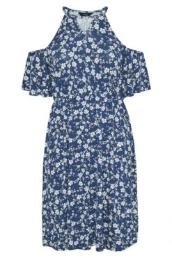YOURS Curve Blue Floral Cold Shoulder Dress 12 YOURS Curve Blue Floral Cold Shoulder Dress -Plus Size Apparel Shop 0931ea23 9c5c 4e 300798 X