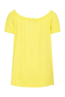 YOURS Curve Yellow Embroidered Bardot Top -Plus Size Apparel Shop 09d8d23a f6a9 43 300507 Y