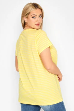 YOURS Curve Yellow Stripe Short Sleeve T-Shirt -Plus Size Apparel Shop 0a0c8277 ca5b 4b 191774 CR
