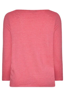 YOURS Curve Pink Marl Long Sleeve T-Shirt -Plus Size Apparel Shop 0a4073f5 11cd 43 191724 BK