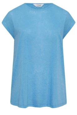 YOURS Curve Blue Linen Look T-Shirt 12 YOURS Curve Blue Linen Look T-Shirt -Plus Size Apparel Shop 0a605481 52a5 44 320654 XR