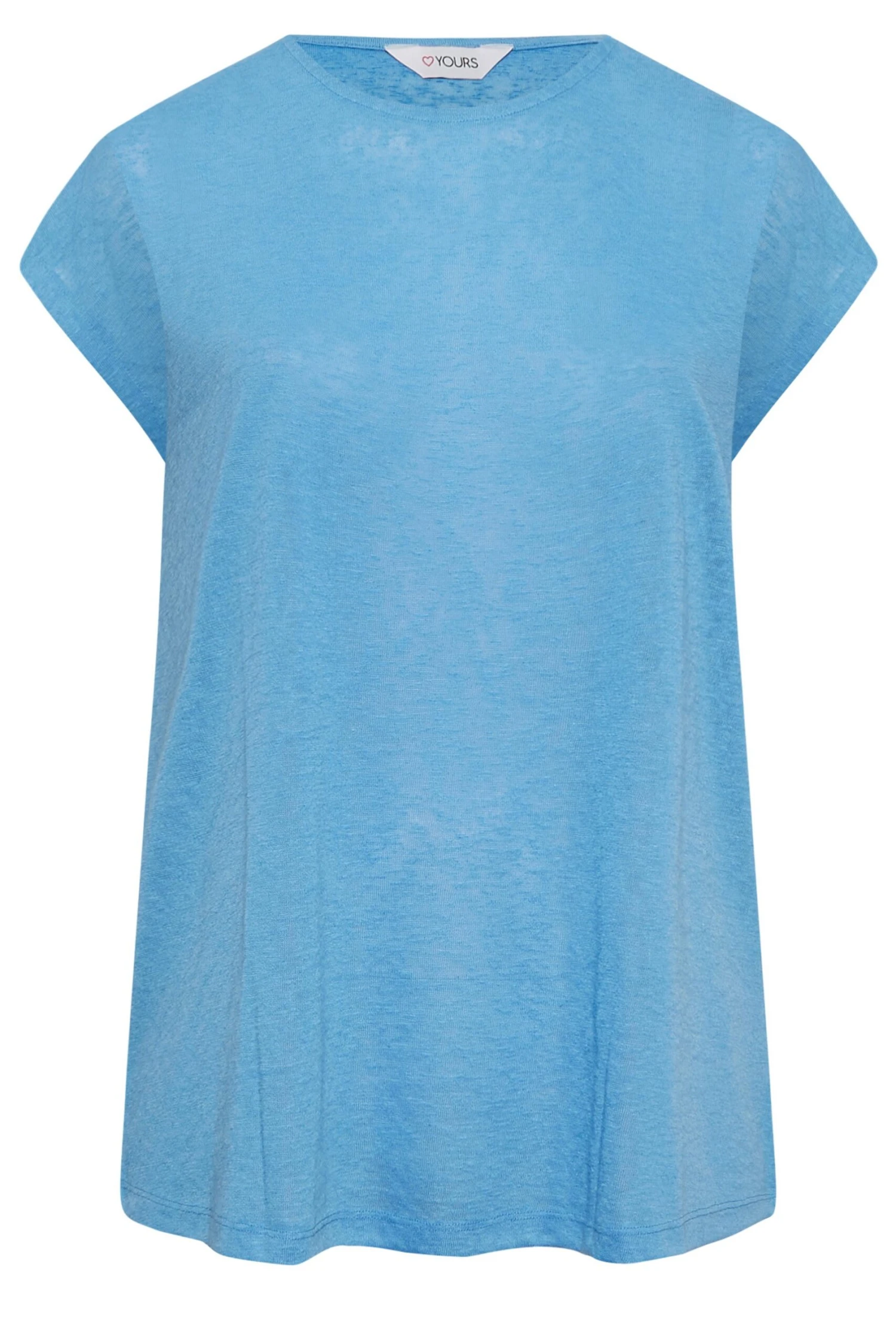 YOURS Curve Blue Linen Look T-Shirt 7 YOURS Curve Blue Linen Look T-Shirt - Image 5