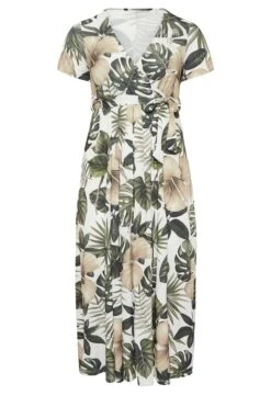 YOURS Curve White Tropical Leaf Print Wrap Dress -Plus Size Apparel Shop 0aebce3f a4df 4d 301990 X