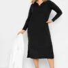YOURS Curve Black Ribbed Collar Midi Dress 2 YOURS Curve Black Ribbed Collar Midi Dress -Plus Size Apparel Shop 0bb468d1 ae99 4c 137255 B