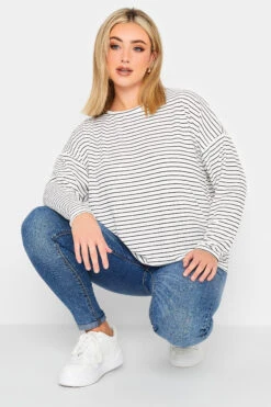 YOURS PETITE Curve White Stripe Long Sleeve Top -Plus Size Apparel Shop 0d3588b6 6bda 46 174593 D