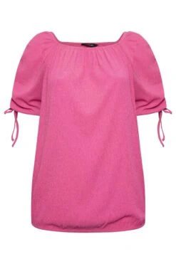 YOURS Curve Pink Textured Bubble Hem Top 11 YOURS Curve Pink Textured Bubble Hem Top -Plus Size Apparel Shop 0d426def b5cb 41 320927 X