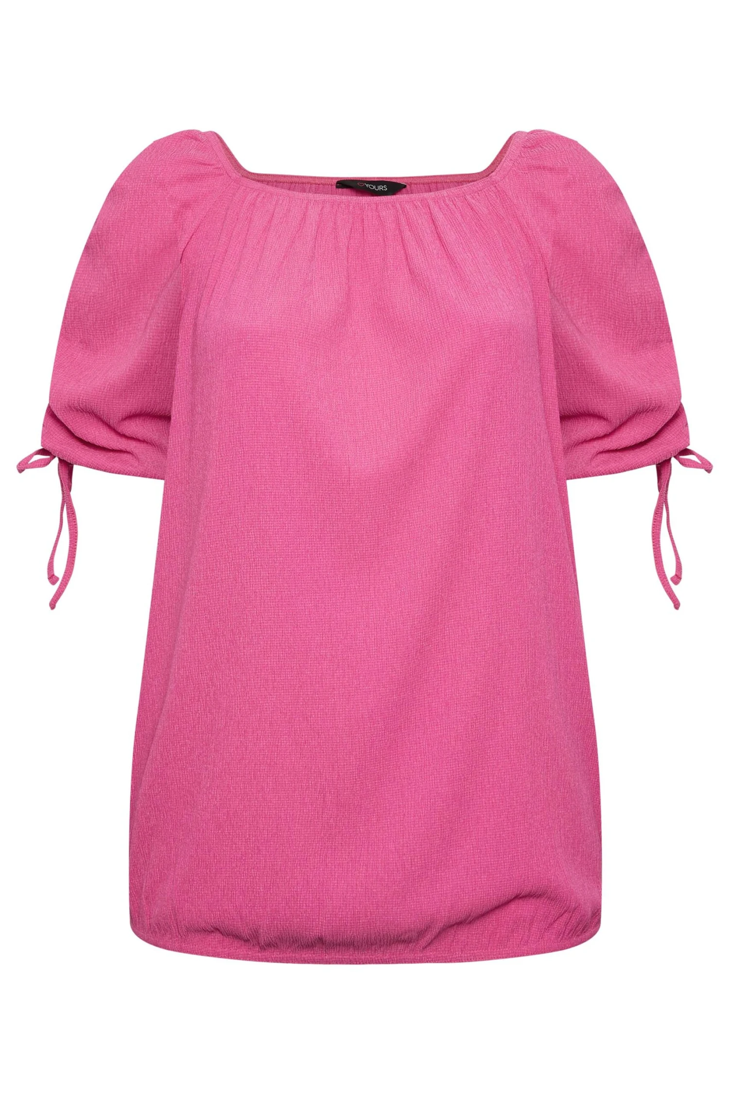 YOURS Curve Pink Textured Bubble Hem Top 6 YOURS Curve Pink Textured Bubble Hem Top - Image 4