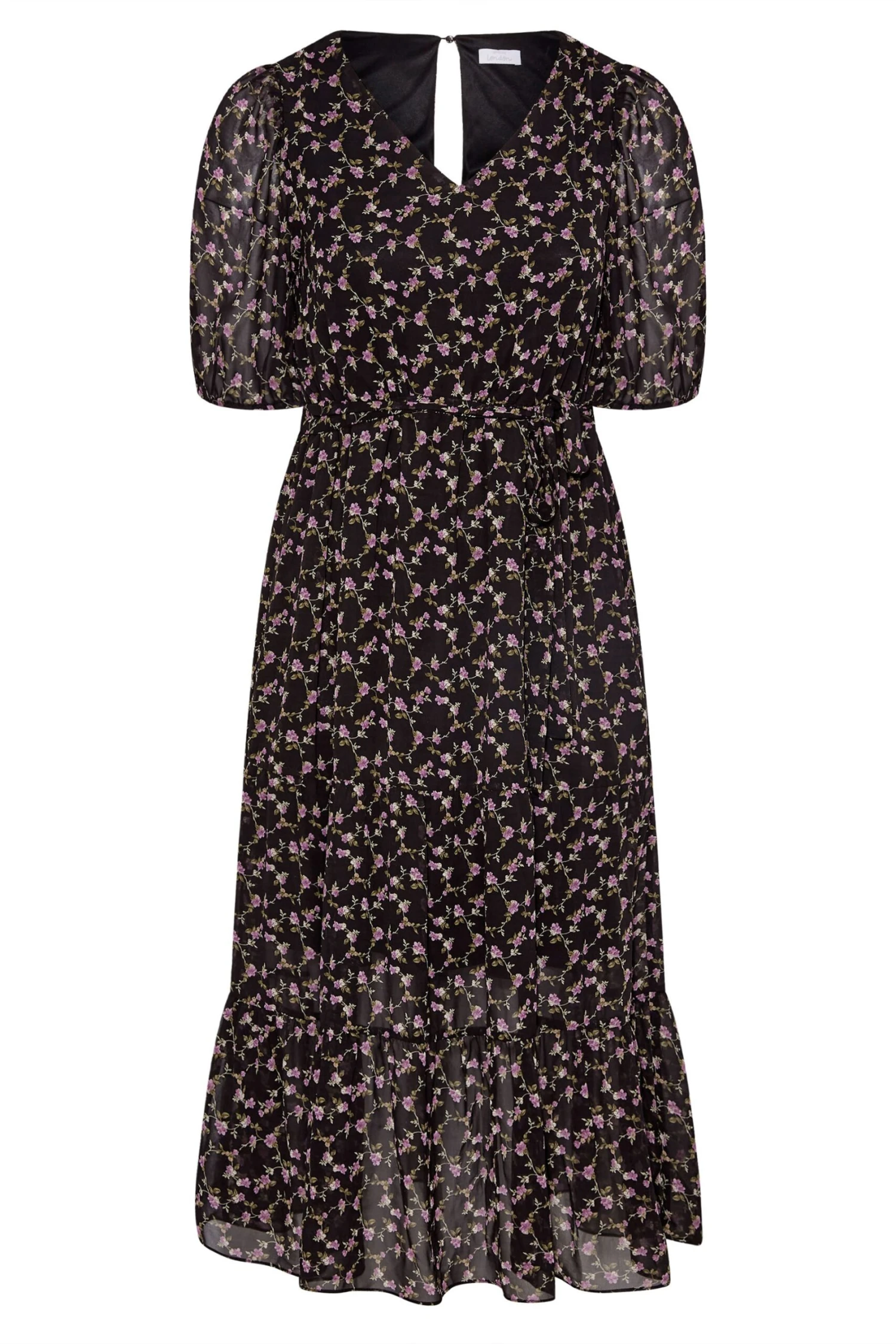YOURS LONDON Curve Black Ditsy Smock Maxi Dress 7 YOURS LONDON Curve Black Ditsy Smock Maxi Dress - Image 5