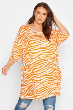 YOURS Curve Orange Zebra Print Oversized T-Shirt -Plus Size Apparel Shop 0ea15669 15fe 4d 320238 A