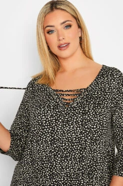 YOURS Curve Black Spot Lace Up Top 10 YOURS Curve Black Spot Lace Up Top -Plus Size Apparel Shop 0eda2c8e aa82 40 173460 D