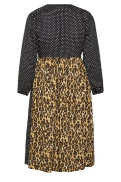 LIMITED COLLECTION Curve Black Contrast Leopard Polka Dot Print Wrap Dress -Plus Size Apparel Shop 0ee3cb5f ec38 46 214899 Y