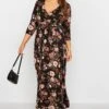 YOURS Curve Black Floral Print Wrap Dress 2 YOURS Curve Black Floral Print Wrap Dress -Plus Size Apparel Shop 10a43e3b d46c 4c 301402 B
