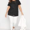 YOURS Curve Black Tropical Print Mesh T-Shirt -Plus Size Apparel Shop 11cb1565 20d4 47 300633 B