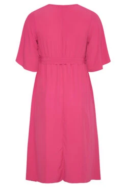 YOURS LONDON Curve Hot Pink Midi Wrap Dress -Plus Size Apparel Shop 121d00ab ab19 45 161384 BK
