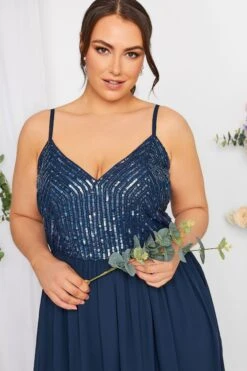 LUXE Curve Navy Blue Sequin Embellished Sleeveless Maxi Dress -Plus Size Apparel Shop 137123f1 9b03 46 161995 D