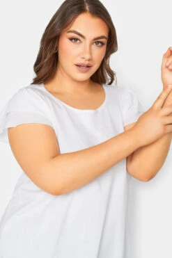 YOURS Curve White Frill Sleeve T-Shirt 10 YOURS Curve White Frill Sleeve T-Shirt -Plus Size Apparel Shop 13e86736 e2b4 46 320651 D