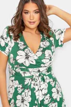 YOURS Curve Green Floral Wrap Dress -Plus Size Apparel Shop 1485e6cf b1bd 48 301600 D