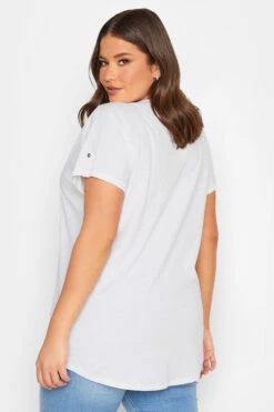 YOURS Curve White Henley T-Shirt -Plus Size Apparel Shop 148722ed 36f1 4a 320689 D