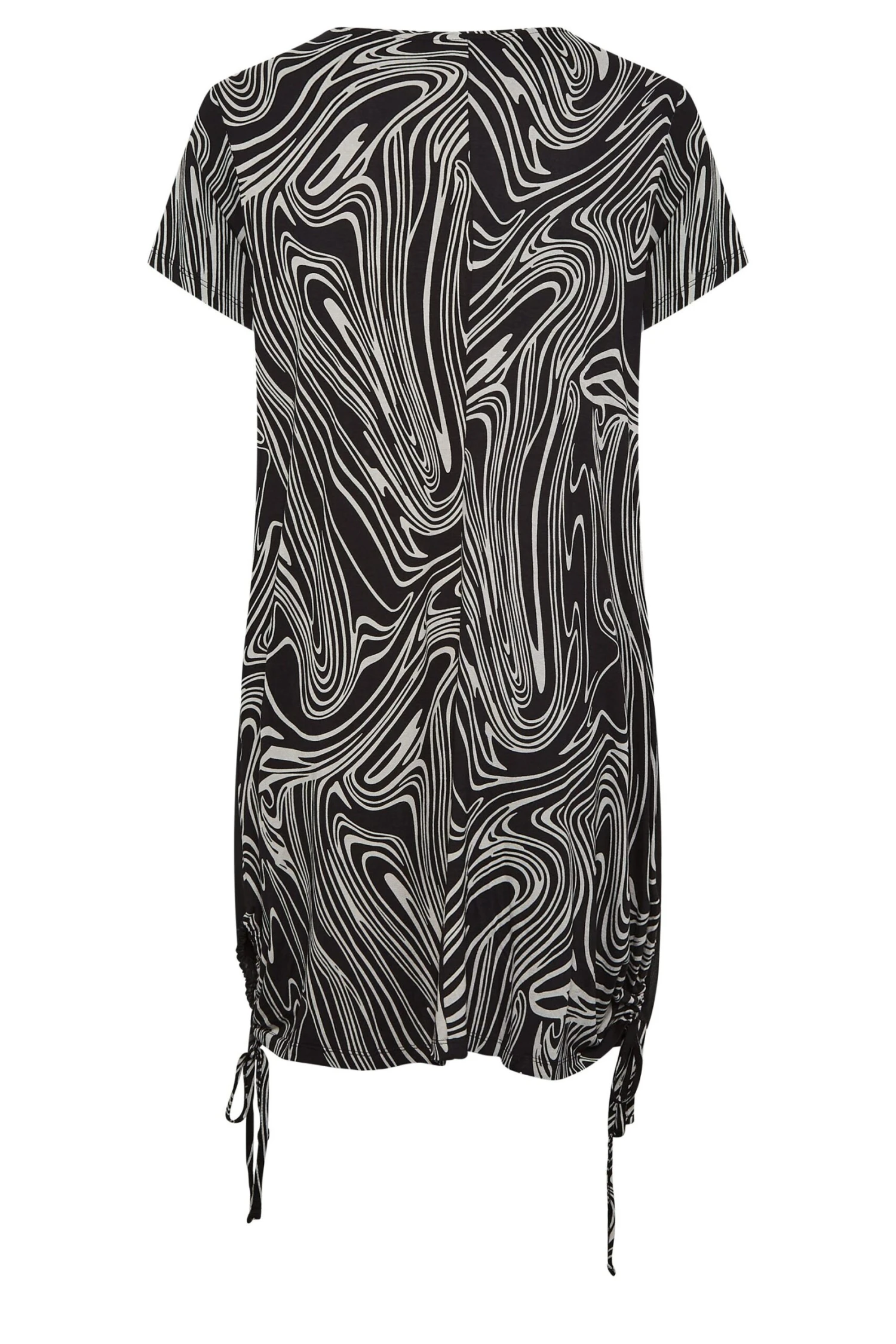 YOURS Curve Black Marble Print Mesh Front Dress 7 YOURS Curve Black Marble Print Mesh Front Dress - Image 5