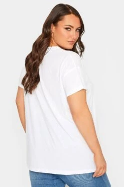 YOURS Curve White Lips Foil Print T-Shirt -Plus Size Apparel Shop 152f8ded 886e 42 320941 C