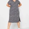 LIMITED COLLECTION Curve Grey Acid Wash Side Split T-Shirt Dress -Plus Size Apparel Shop 16e1e404 111a 46 214435 B