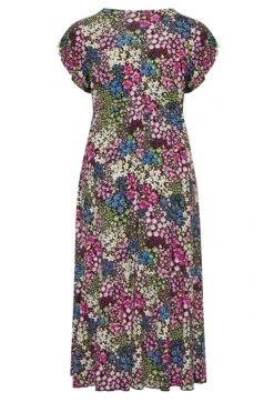 YOURS Curve Black & Green Ditsy Print Frill Sleeve Wrap Maxi Dress -Plus Size Apparel Shop 17022e37 bca5 48 301889 Y