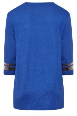 YOURS Curve Cobalt Blue Metallic Varsity T-Shirt -Plus Size Apparel Shop 183daa0b 479f 4a 301397 Y
