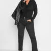LIMITED COLLECTION Curve Black Ruched Front Bodysuit -Plus Size Apparel Shop 187ed66f 231d 4e 215065 B