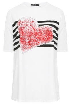 YOURS Curve White Heart Print T-Shirt 12 YOURS Curve White Heart Print T-Shirt -Plus Size Apparel Shop 19629df7 eeca 4d 320964 X