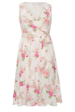 YOURS LONDON Curve White Floral Print Double Ruffle Wrap Dress -Plus Size Apparel Shop 1b6dcb2b 0f72 43 162052 X