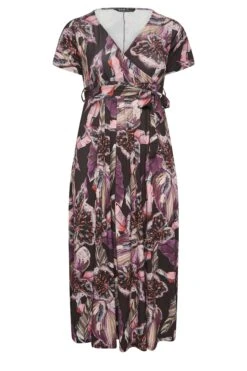 YOURS Curve Black Leaf Print Wrap Dress 12 YOURS Curve Black Leaf Print Wrap Dress -Plus Size Apparel Shop 1ca57b6f 6a12 40 301989 X