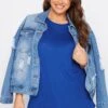 YOURS Curve Blue Burnout Grown On Sleeve T-Shirt -Plus Size Apparel Shop 1cb09685 4218 46 301024 A