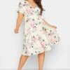 YOURS LONDON Curve Ivory White Floral Wrap Skater Dress -Plus Size Apparel Shop 1e10ee25 6fea 4d 162136 B